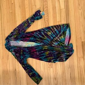 Colorful Tie-Dye Open Cardigan